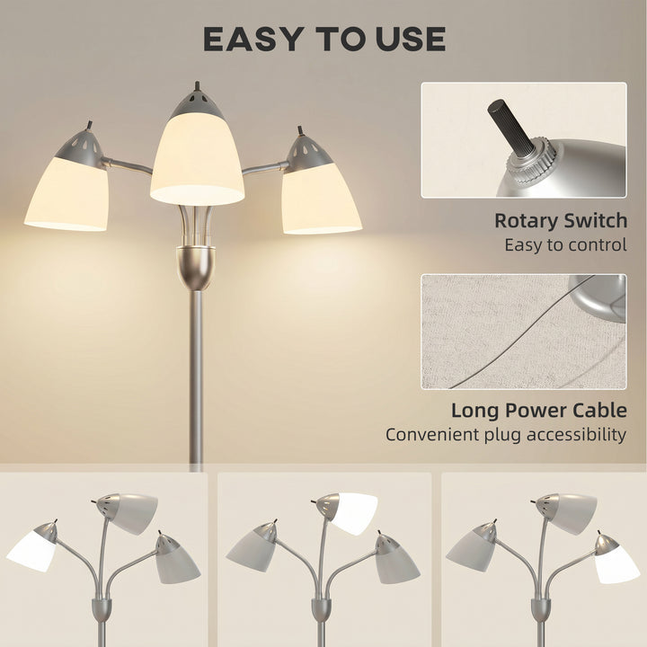 Arc Tree Floor Lamp with 3 Adjustable Rotating Lights, Industrial Stan