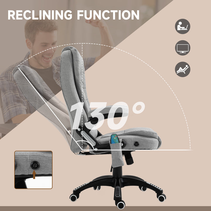 Office Chair, Ergonomic Fabric Desk Chair with 6-Point Massage and Back Heated, Arms, Lumbar Support, Light Grey