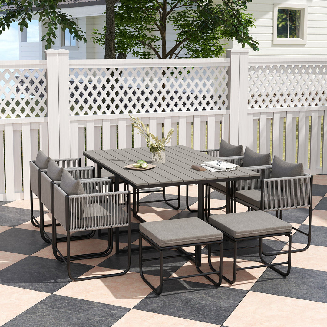 10 Seater Rattan Cube Garden Furniture Set, 4 Stools