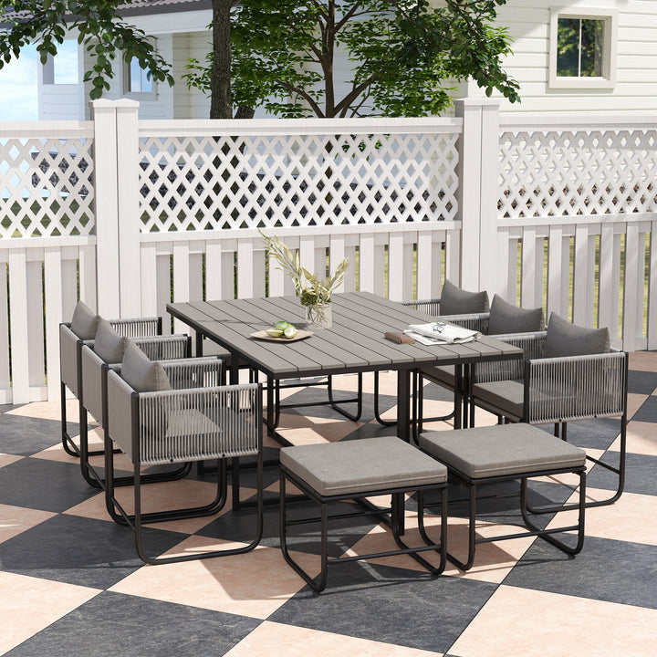 10 Seater Rattan Cube Garden Furniture Set, 4 Stools