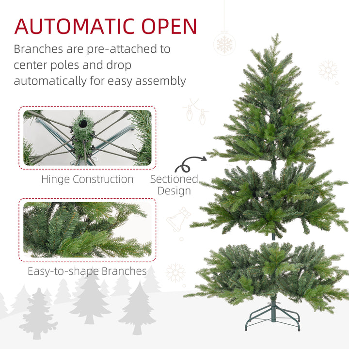 HOMCOM 5ft Artificial Christmas Tree with 1309 Tips, Metal Base, Realistic Hinged Xmas Tree for Home Office, Green