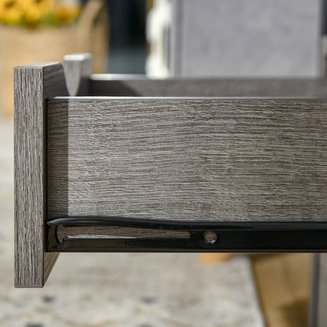 MCL Industrial Side Table with Drawer, Sofa Table, Bedside Cabinet with Storage Shelf, Slim Nightstand for Living Room, Bedroom, Grey