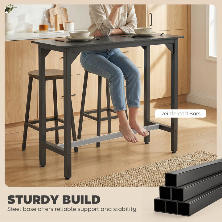 Rectangular Bar Table, Marble Effect Pub Coffee Table for Small Space,