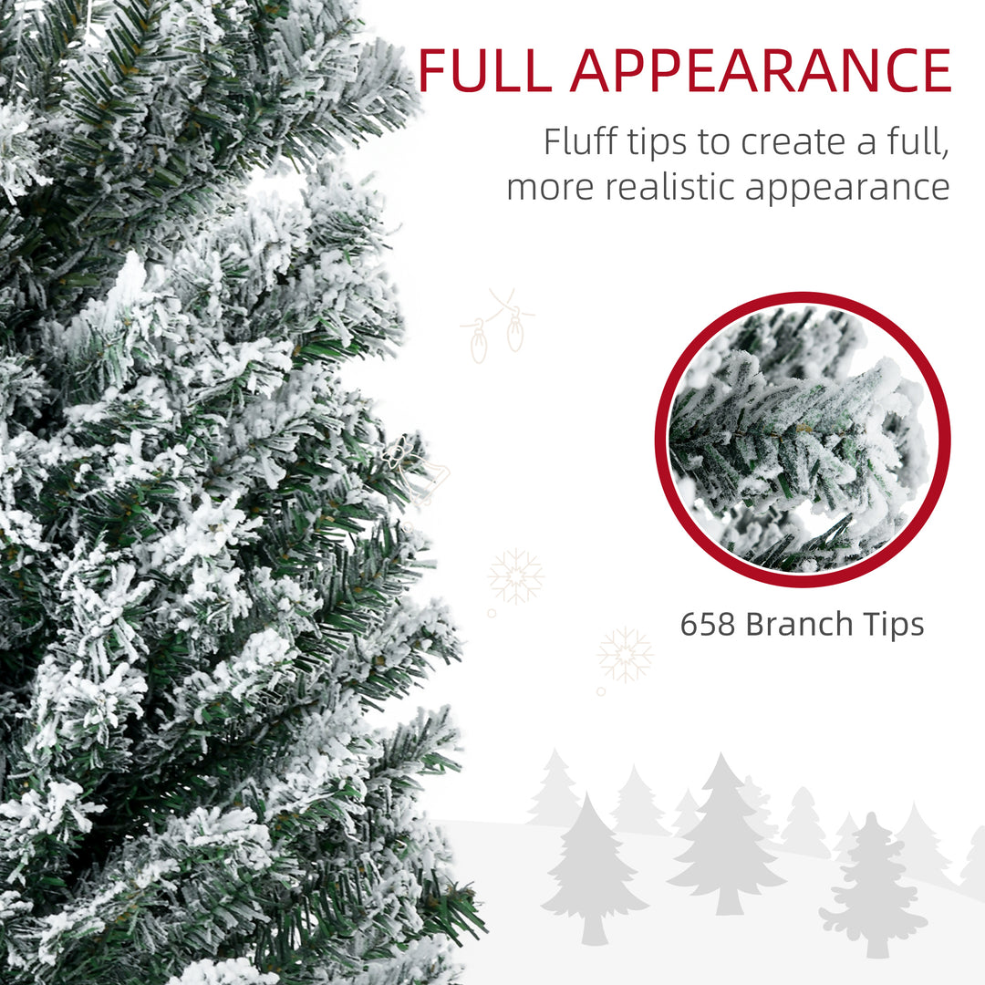 7.5' Artificial Prelit Christmas Trees Holiday Décor with Colourful LED Lights, Flocked Tips, Berry, Pine Cone