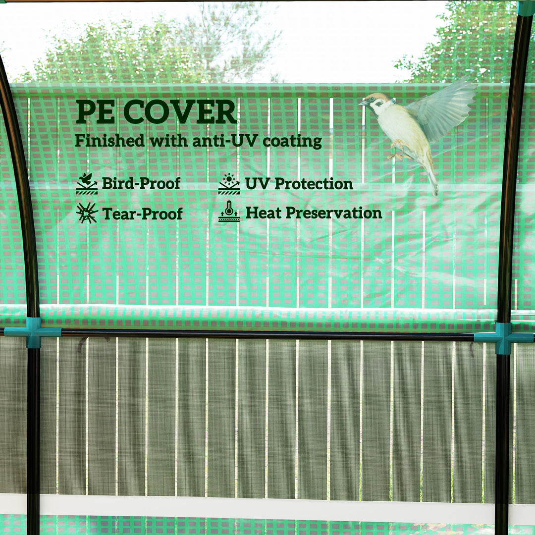 300 x 200cm Walk-In Polytunnel Greenhouse - Green