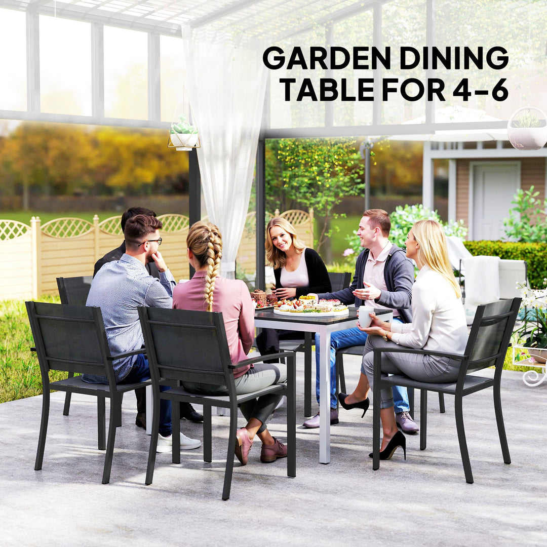Garden Table for 4-6, 120 x 70 cm Outdoor Dining Table with Rust-Resistant Aluminium Frame, Easy Maintenance Slatted Top, for Patio, Terrace, Balcony, Black