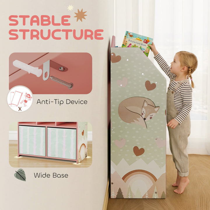 Kids Bookshelf with Storage, Toy Storage Unit with Book Display, Shelv