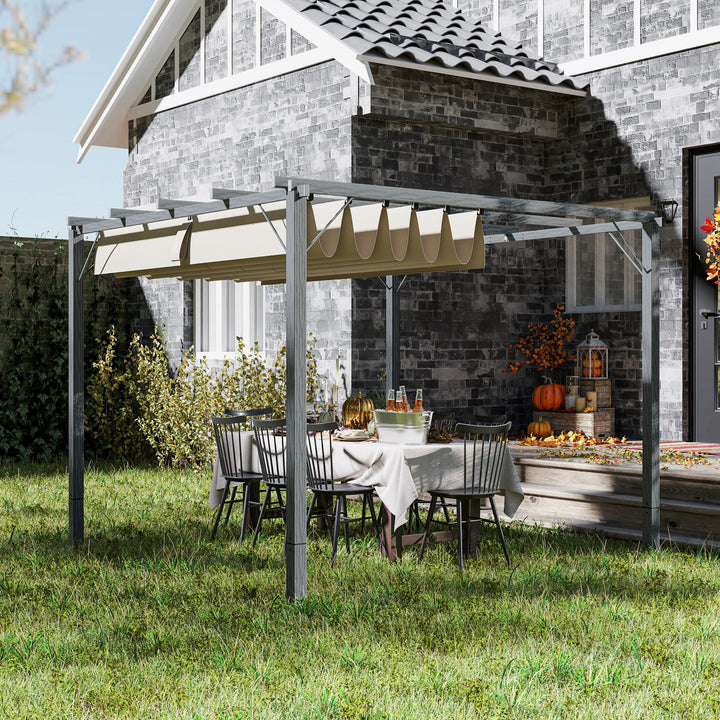 Outsunny 3 x 3 m Retractable Roof Pergola - Grey