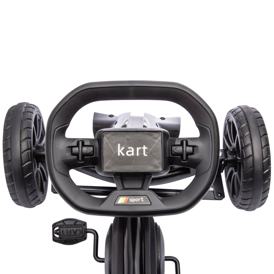 Kids Pedal Go Kart, with Adjustable Seat, EVA Wheels, Seat, Handbrake - Black