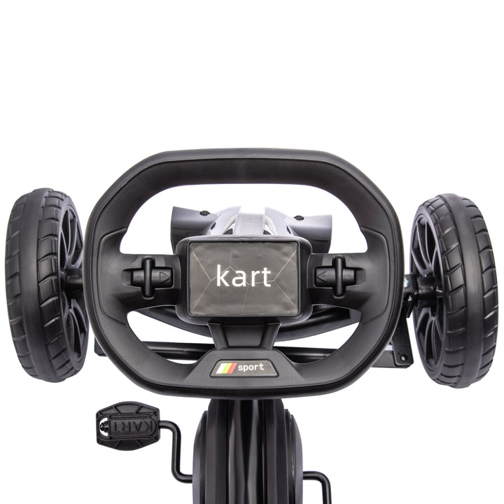 Kids Pedal Go Kart, with Adjustable Seat, EVA Wheels, Seat, Handbrake - Black