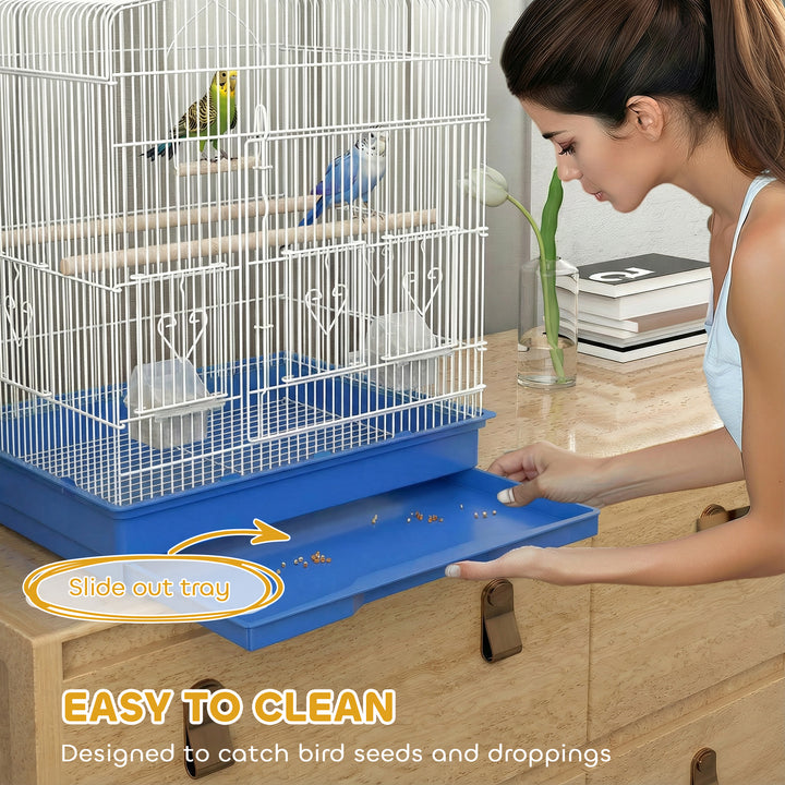 Large Metal Bird Cage with Perches, Food Bowls, Swing, for Budgies, Pa