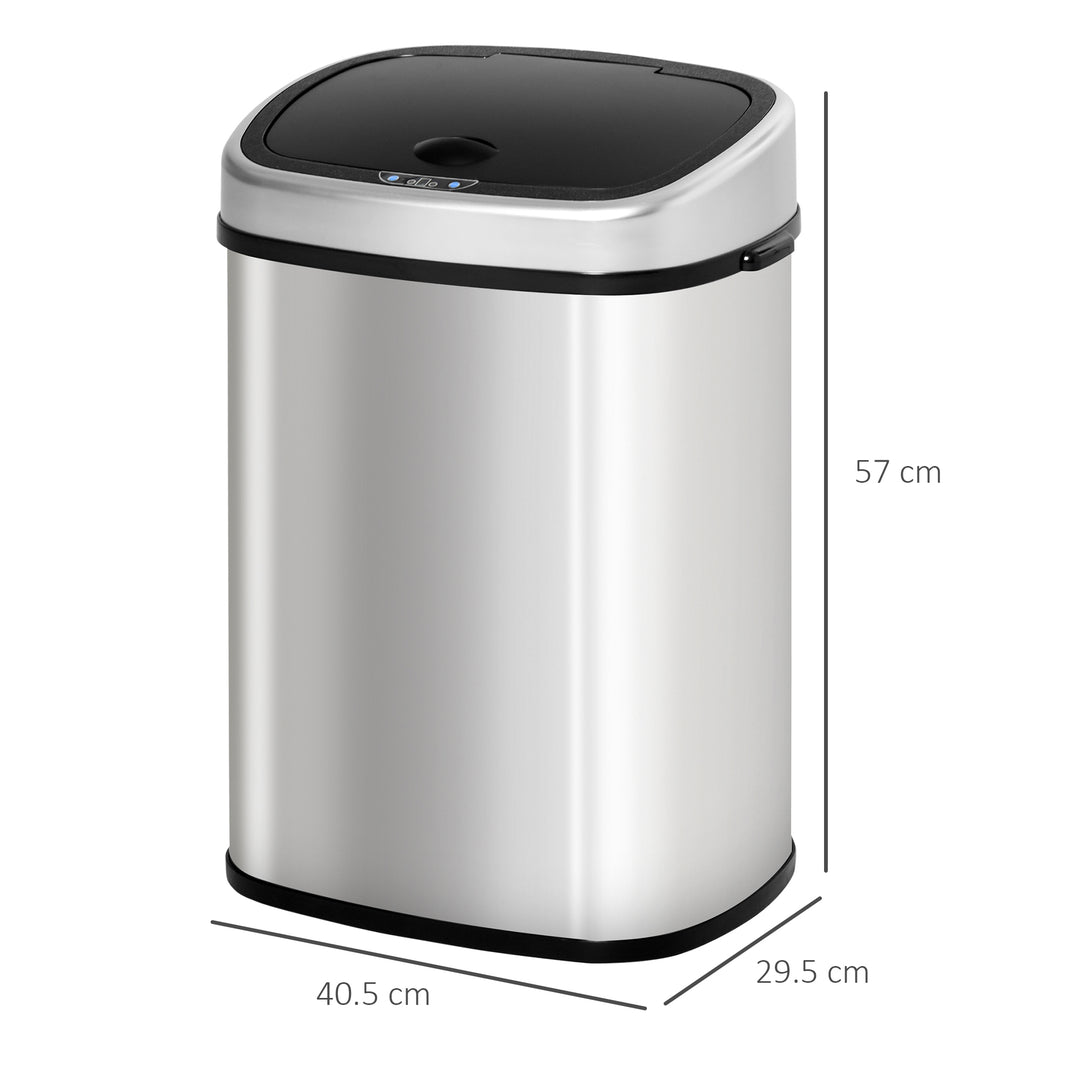 HOMCOM Stainless Steel Sensor Dustbin Automatic Touchless Rubbish Garbage Waste Bin 48L | Aosom UK