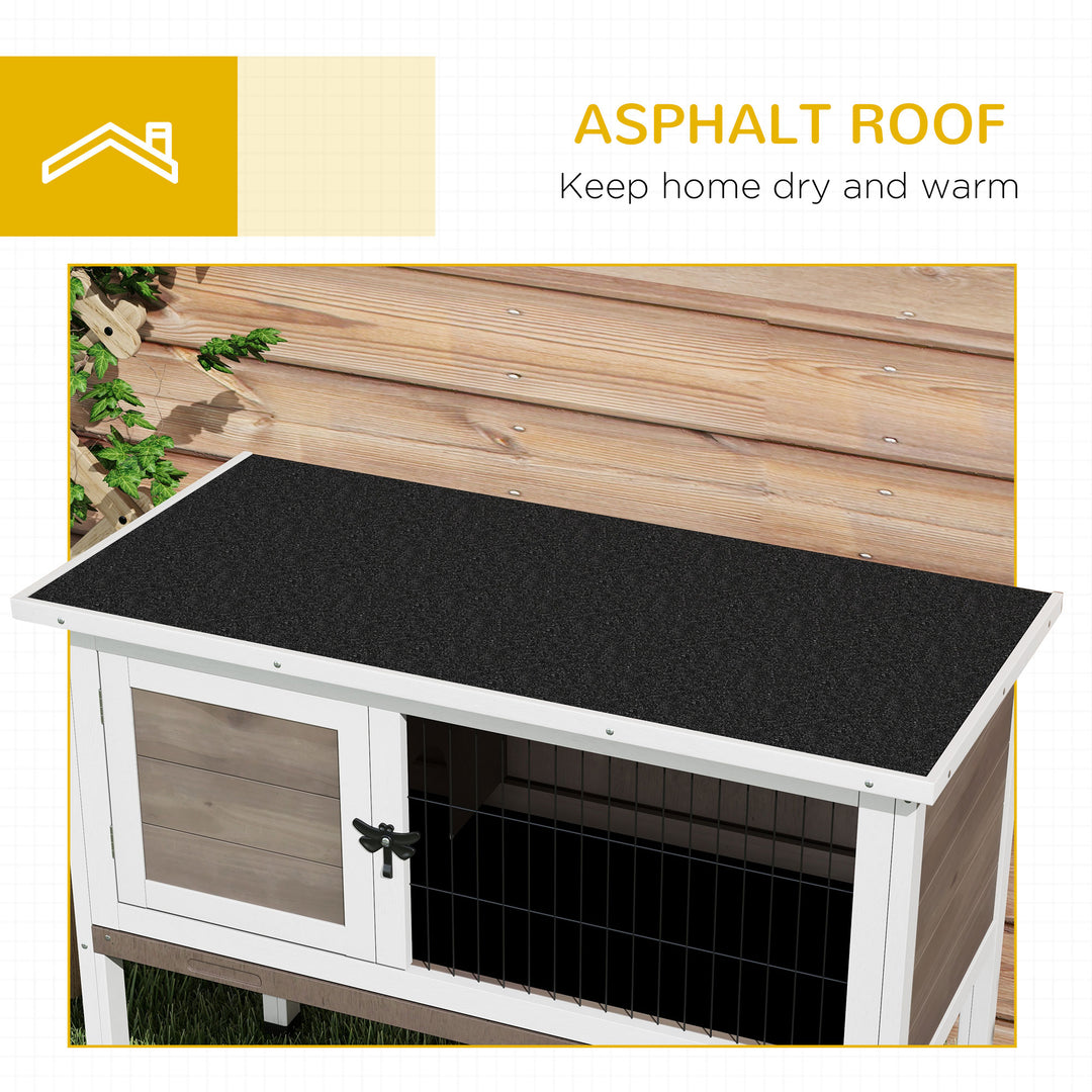 Wooden Guinea Pig Hutch, Small Animal Cage with Slide-out Tray, Openable Asphalt Roof, 84 x 43 x 70cm, Brown