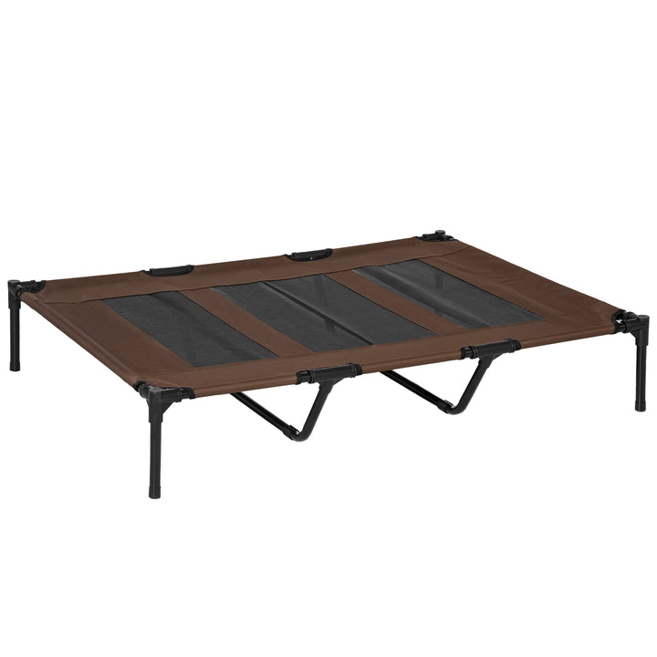 Raised Dog Bed Cooling Elevated Pet Cot with Breathable Mesh for Indoor Outdoor Use Brown, XX Large, 122 x 92 x 23cm