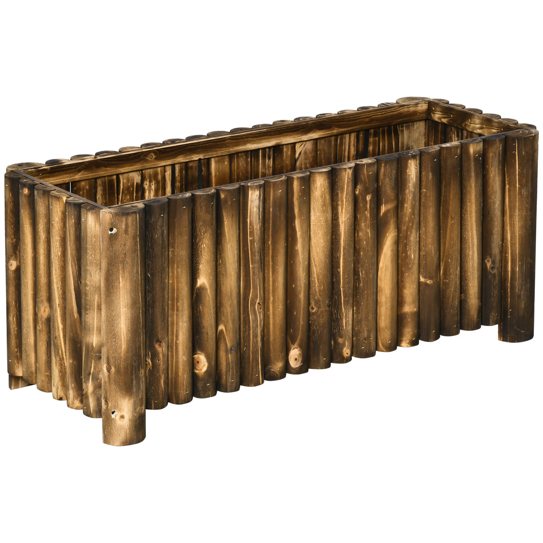 100L Raised Flower Bed Wooden Rectangular Planter Container Box Flower Pot Herb Pot 100L x 38.5W x 40H (cm)