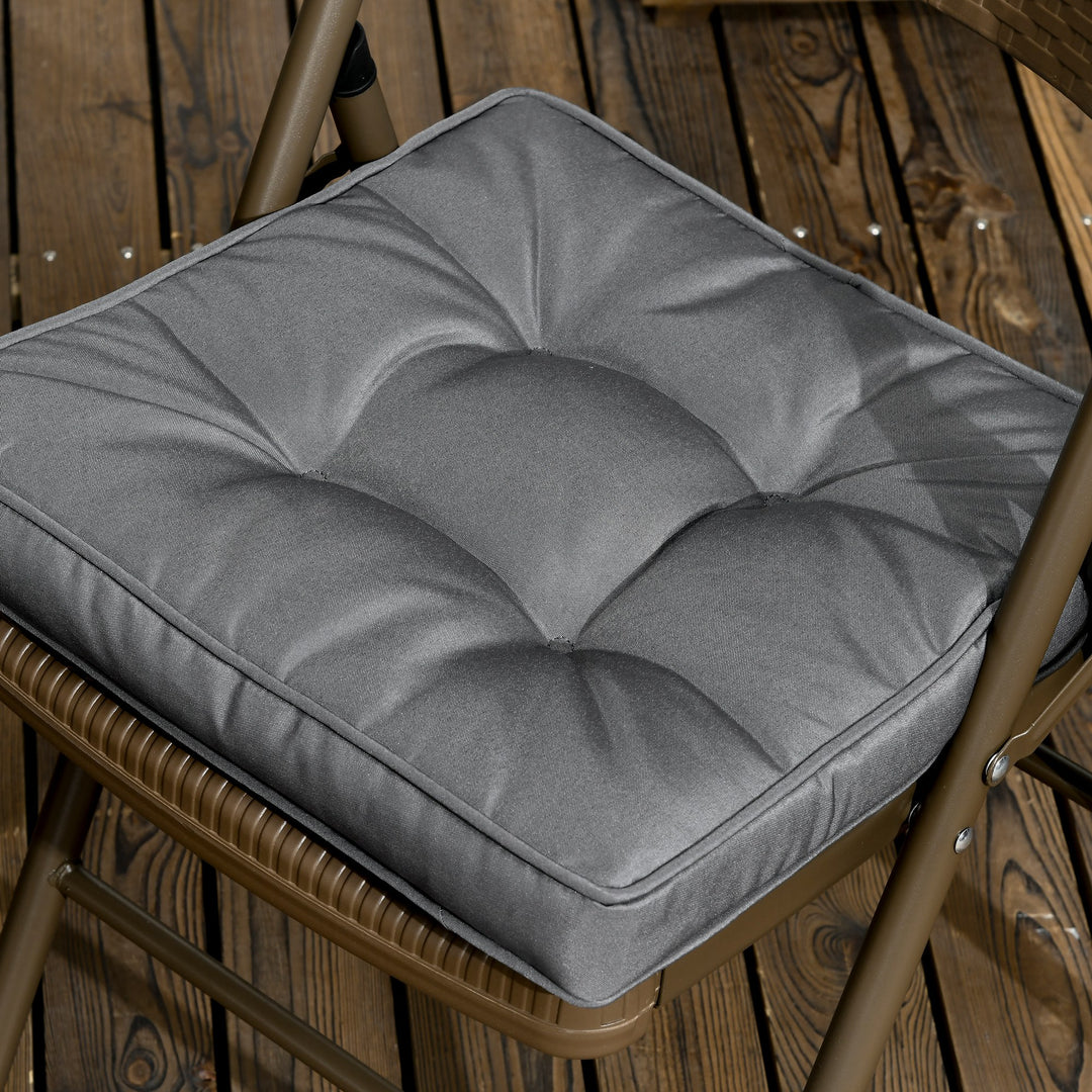 Set of 4 Garden Seat Cushion with Ties, 42 x 42cm Replacement Dining Chair Seat Pad, Grey