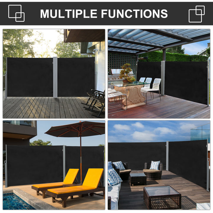 Outsunny Patio Privacy Screen, Retractable Side Awning, Garden Wall Balcony Blind, 3x1.8M, Black