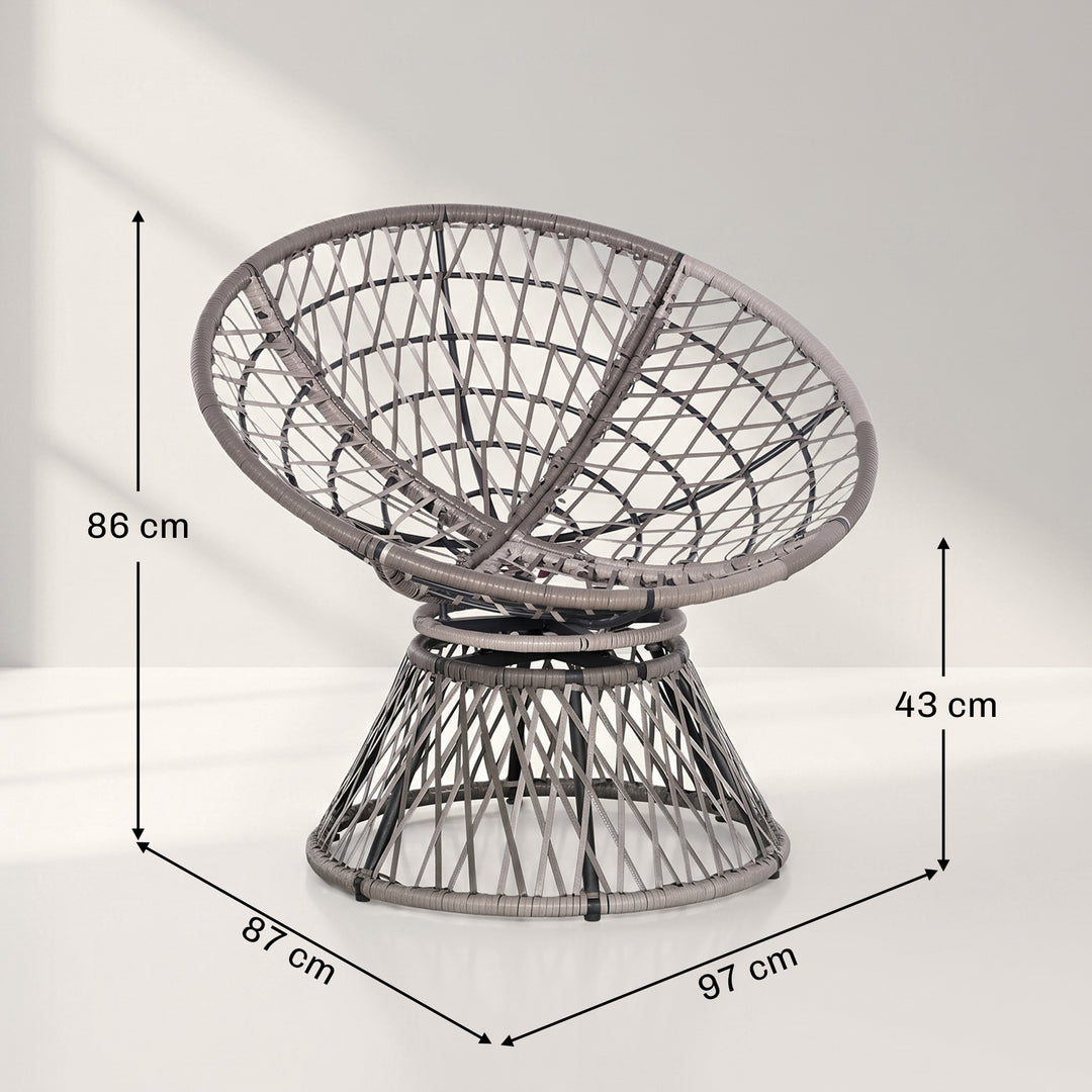 360° Swivel Rattan Moon Bowl Chair Round Lounge Garden Wicker Basket S