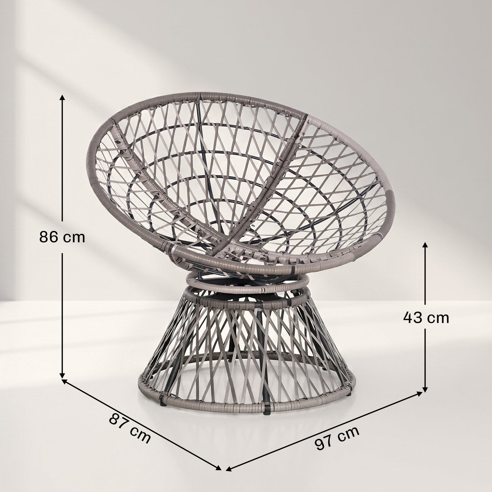 360° Swivel Rattan Moon Bowl Chair Round Lounge Garden Wicker Basket S