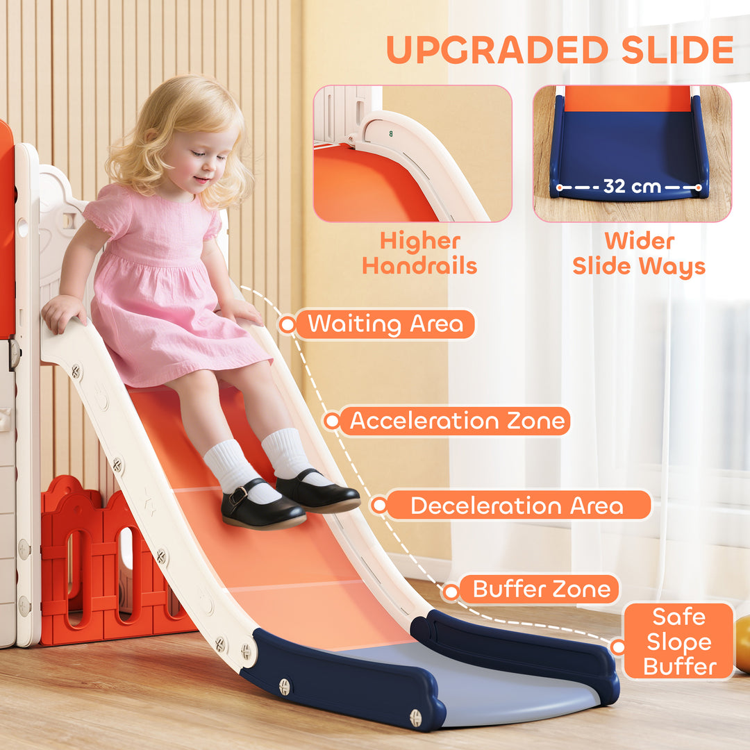 7 in 1 Toddler Slide Set with Basketball Hoop, Climbing Frame, Telesco