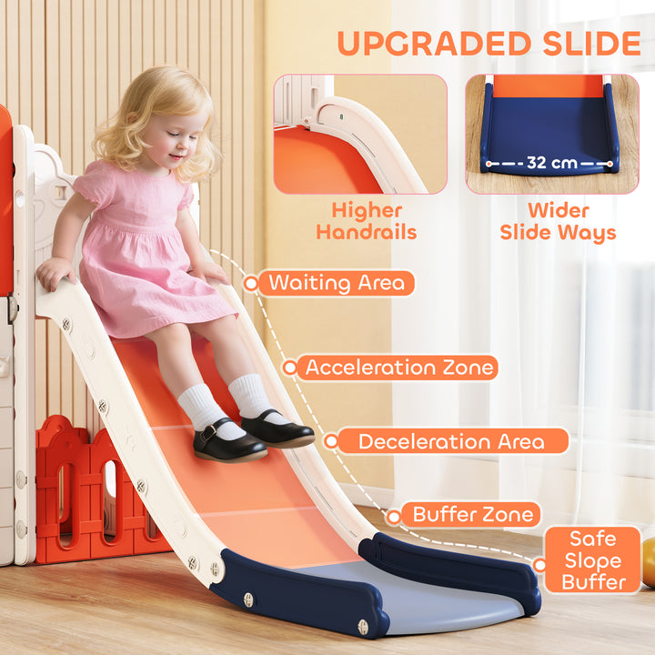 7 in 1 Toddler Slide Set with Basketball Hoop, Climbing Frame, Telesco