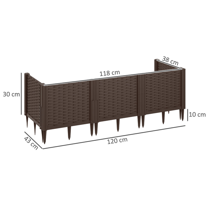 Plastic Raised Garden Bed, Modular Planter Box Kit, Garden Fence Edging Border for Flowers, Vegetables, Herbs, Brown