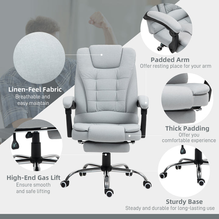 Linen-Look Adjustable Office Chair - Light Grey