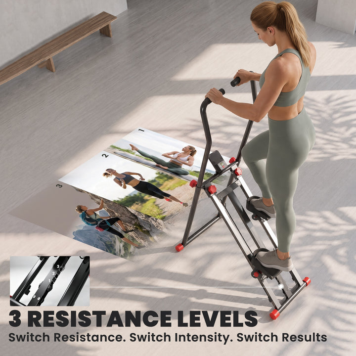 Stair Stepper for Home Gym with 3 Resistances, Foldable Vertical Stair