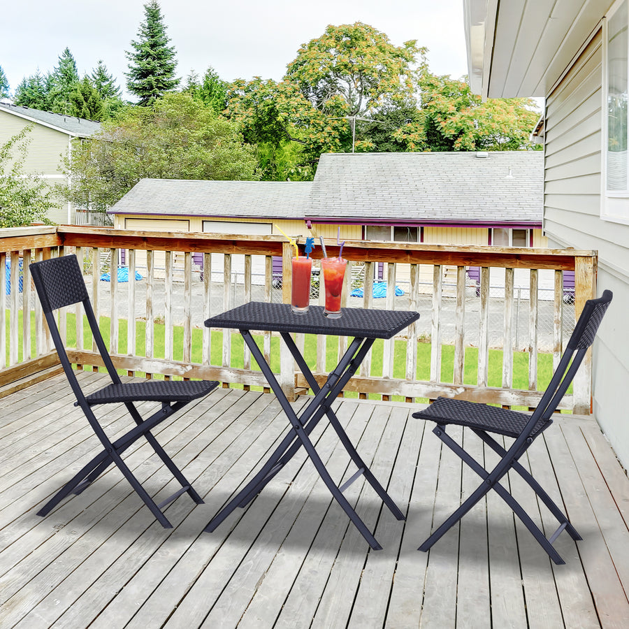 2-Seater Rattan Furniture Set-Black