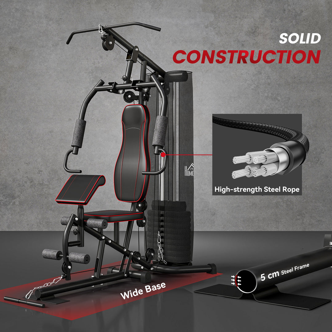 Multifunctional Home Gym Equipment Workout Station, Chest Station, Butterfly Press & Leg Developer, 45kg Weight Stack Multi Gym Machine Fitness Equipment for Full Body Fitness