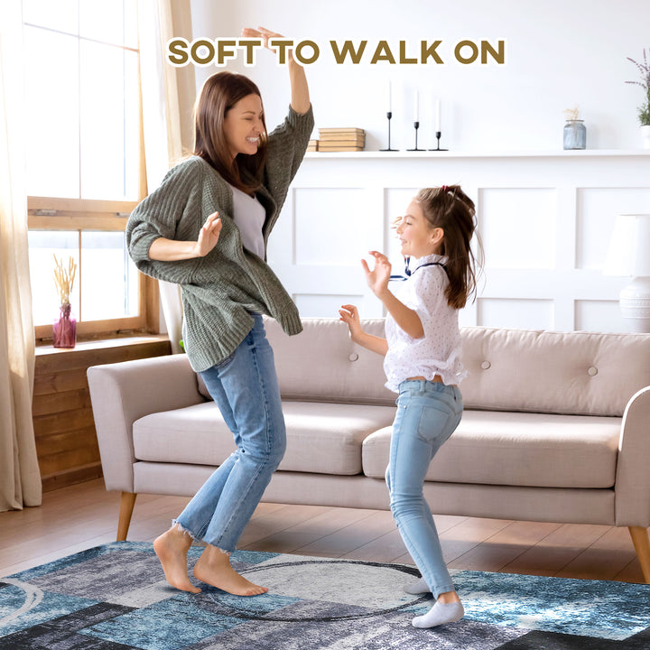 MCL Blue Geometric Rug, Modern Area Rugs Large Carpet for Living Room, Bedroom, Dining Room, 160x230 cm