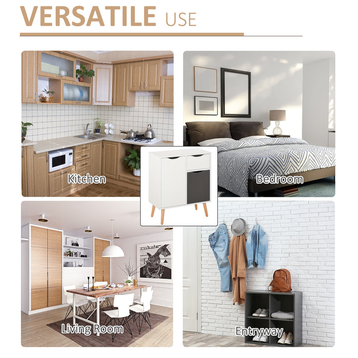 MCL Sideboard Floor Cabinet Storage Cupboard with Drawer and Solid Wood Legs for Bedroom, Living Room, Entryway, Grey