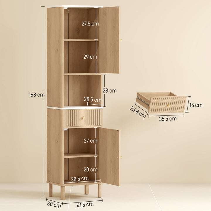 MCL Multi-Storage Slimline Bathroom Cabinet - Wood-Effect