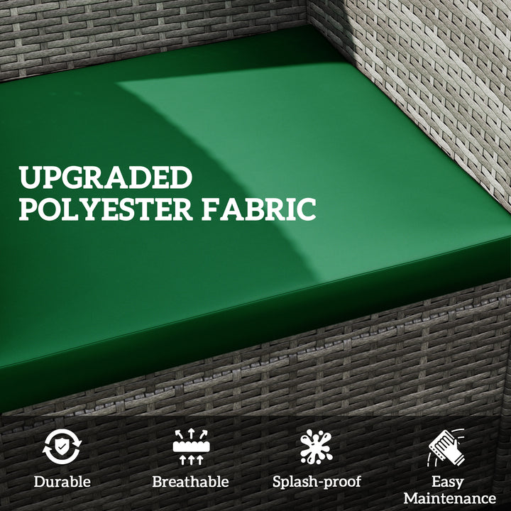 Outdoor Seat Cushion Pads for Rattan Furniture, 3 PCs Garden Furniture Cushions, Green