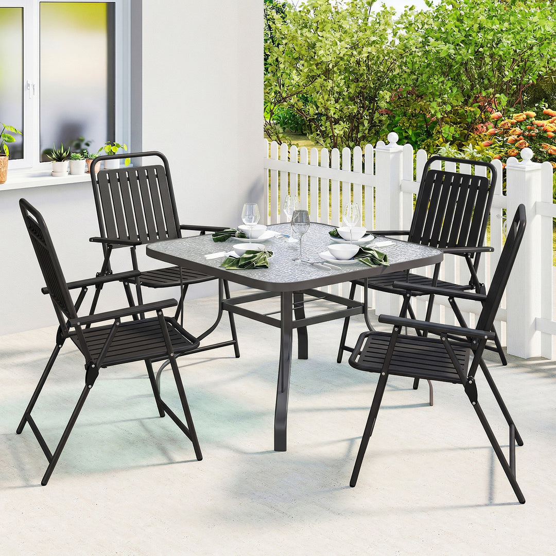 Folding Garden Chairs, Garden Dining Chairs with Plastic Slatted Seat 
