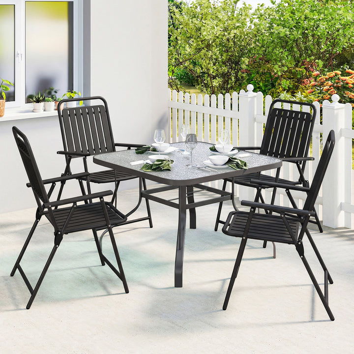 Folding Garden Chairs, Garden Dining Chairs with Plastic Slatted Seat 