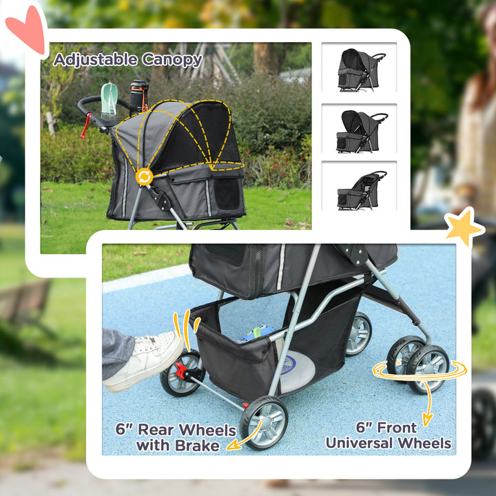 PawHut Foldable Pet Stroller for Small and Miniature Dog, Dark Grey | Aosom UK