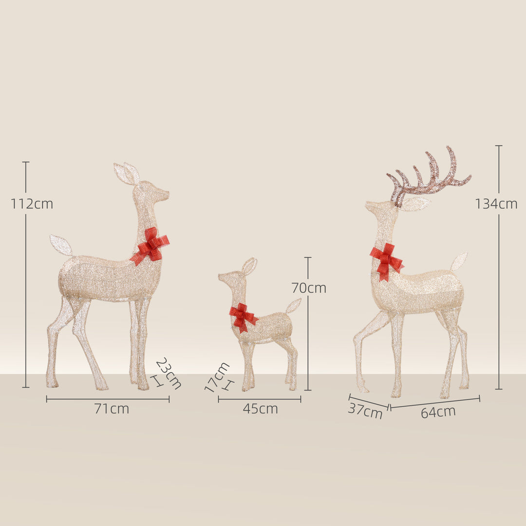 Lighted Reindeer Christmas Decorations Outdoor, 3-Piece Light Up Deer 