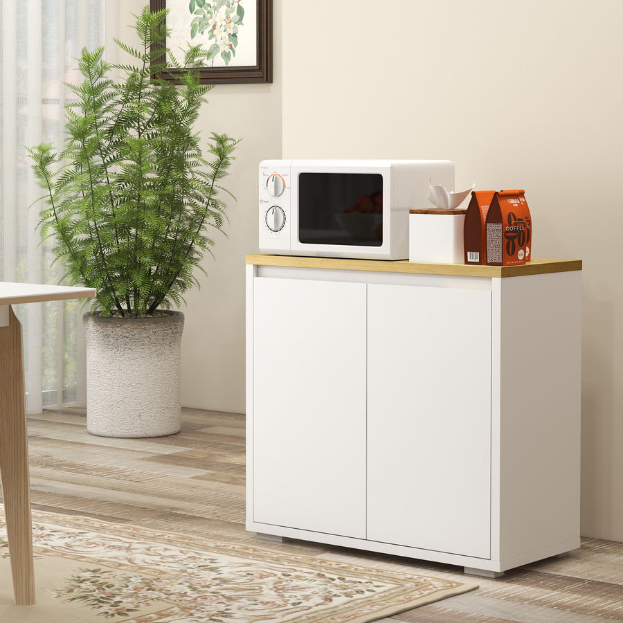 Kitchen Sideboard, Storage Cabinet with Double Doors and Adjustable Shelf for Living Room, Entryway, White