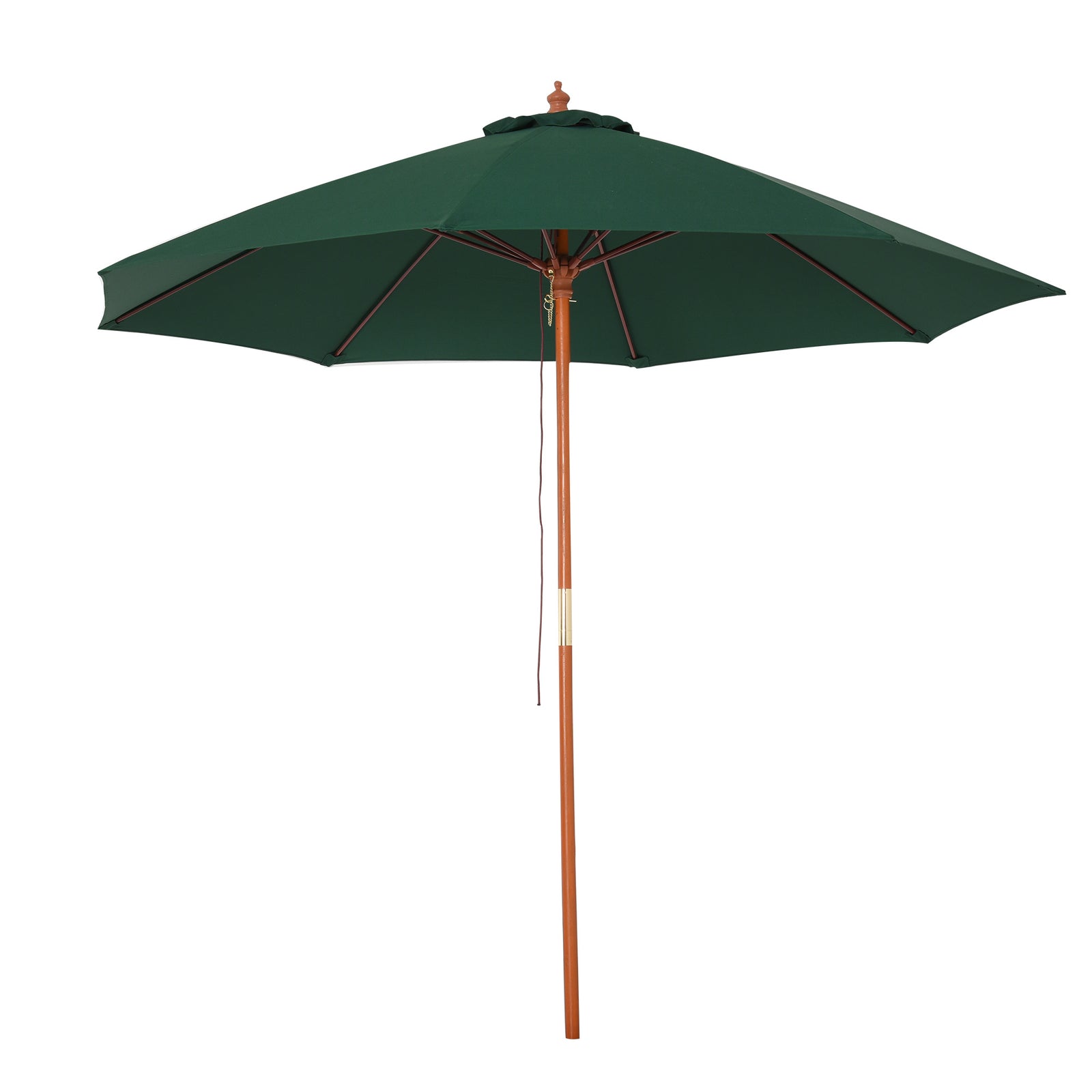 2.5m Garden Parasol Umbrella, Outdoor Market Table Umbrella with Wooden Pole & 8 Fibre Glass Ribs, Round Sun Shade Canopy, Green