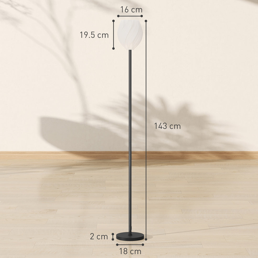 Flower Floor Lamp for Living Room, 3D Printed Modern Standing Lamp with Rose Shade & Foot Switch, Minimalist Tall Pole Lampshade for Bedroom, Office, E27 Holder without Bulb (25W Max), White