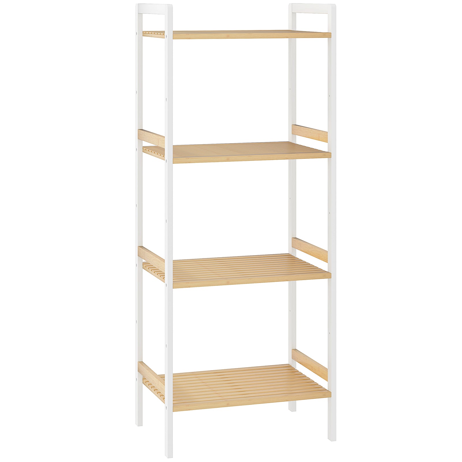 Four-Tier Bamboo Adjustable Shelf Storage Unit