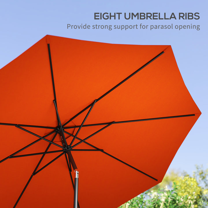 3 m Garden Parasol Umbrellas, Outdoor Sun Shade with 8 Ribs, Tilt and Crank Handle for Balcony, Bench, Garden, Orange