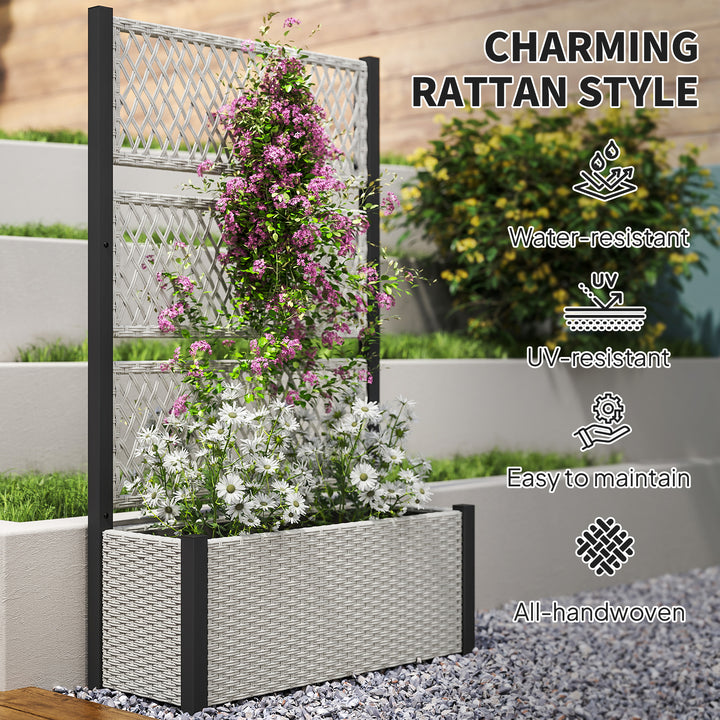 Garden Planter Box with Trellis, Liner for Climbing Plants, Vegetables, Flowers, 90 x 35 x 148 cm, Mixed-grey