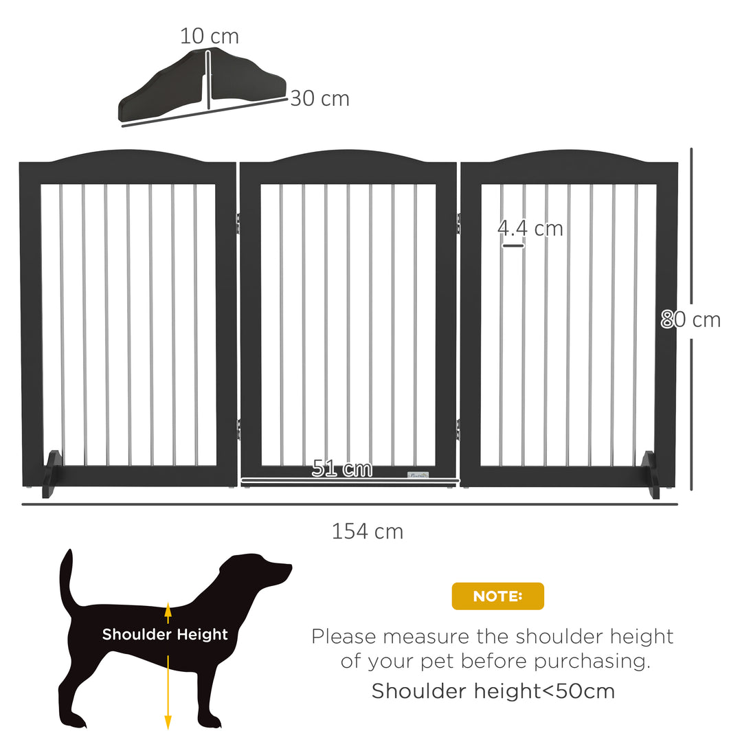 PawHut Foldable Dog Gate, Freestanding Pet Gate, with Two Support Feet, for Staircases, Hallways, Doorways