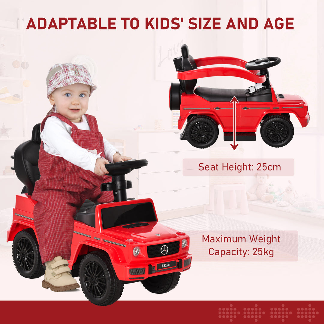 HOMCOM Compatible Kids Children's Ride-On Push Along Car Sliding Walker Mercedes-Benz G350 Licensed Floor Slider Vehicle with Steering Wheel Red