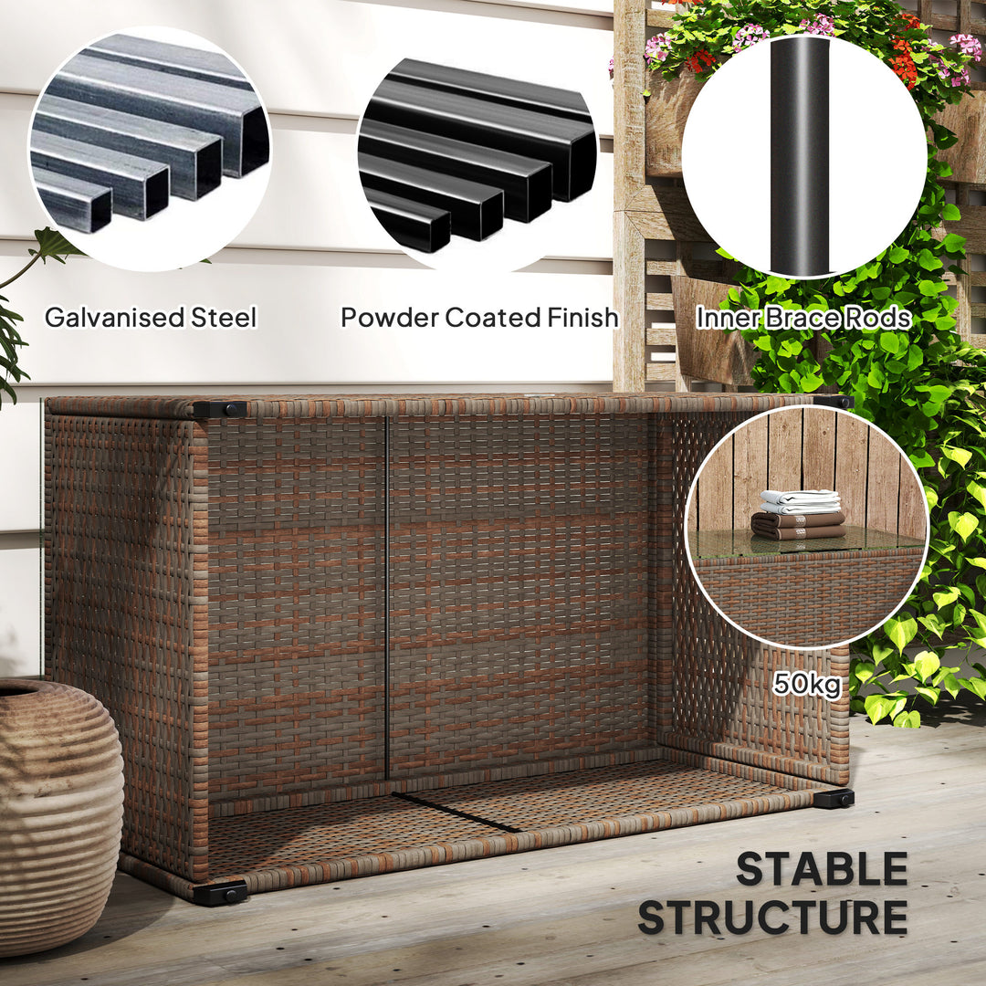 90 x 50cm Glass-Top Rattan Side Table - Brown