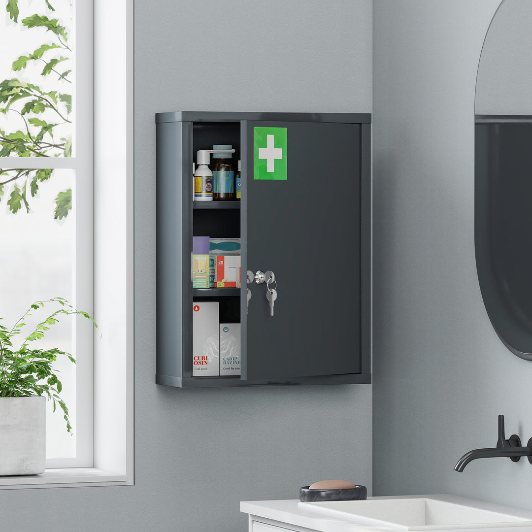 Locking Medicine Cabinet, First Aid Cabinet with Storage Shelves - view 2