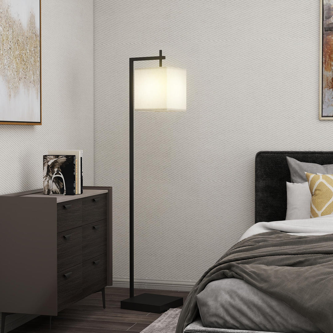 Floor Lamp for Living Room, 66" Modern Tall Standing Lamp with Adjustable Colour Temperatures & 10 Brightness Levels, Remote Control and Foot Switch for Bedroom Office, 9W LED Bulb Included