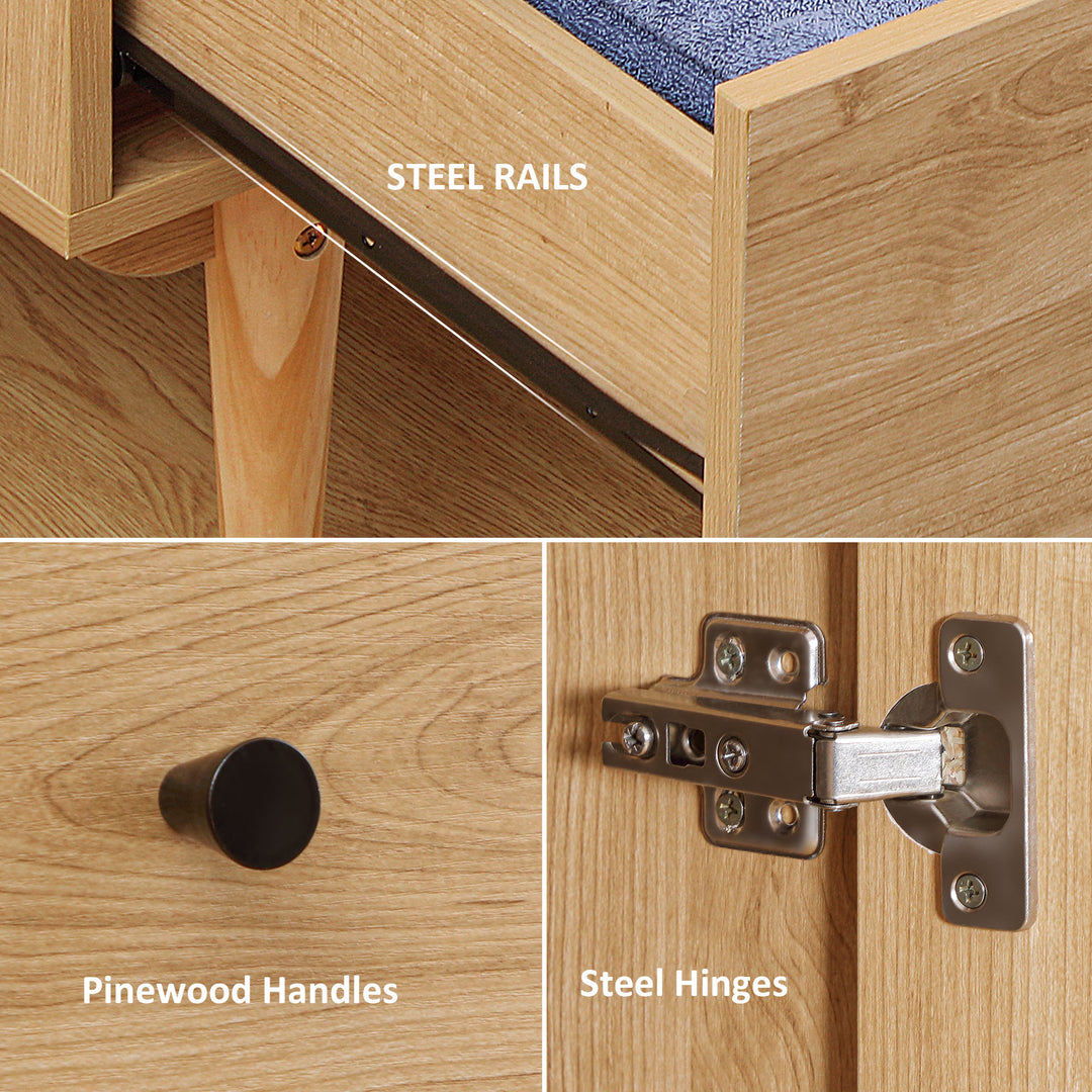 MCL Wardrobe with 2 Doors, 2 Drawers, Hanging Rail for Bedroom Clothes Storage Organiser, 80x52x180cm, Natural Tone